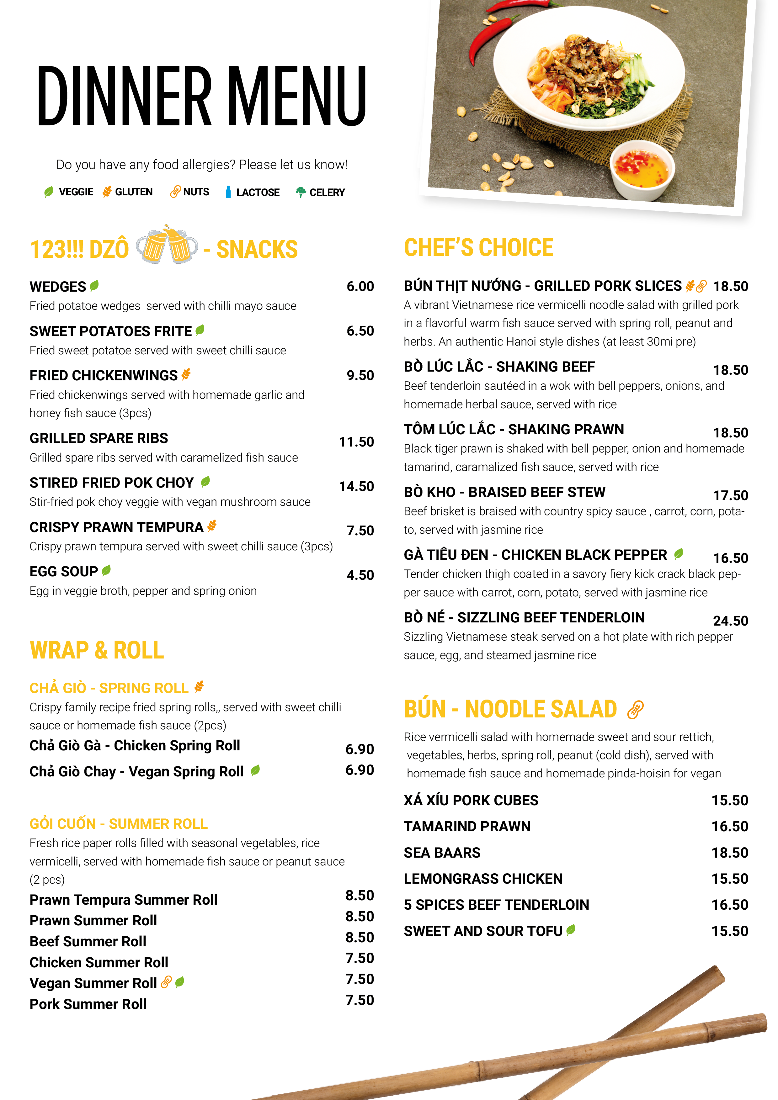 LaCa Dinner Menu 2025