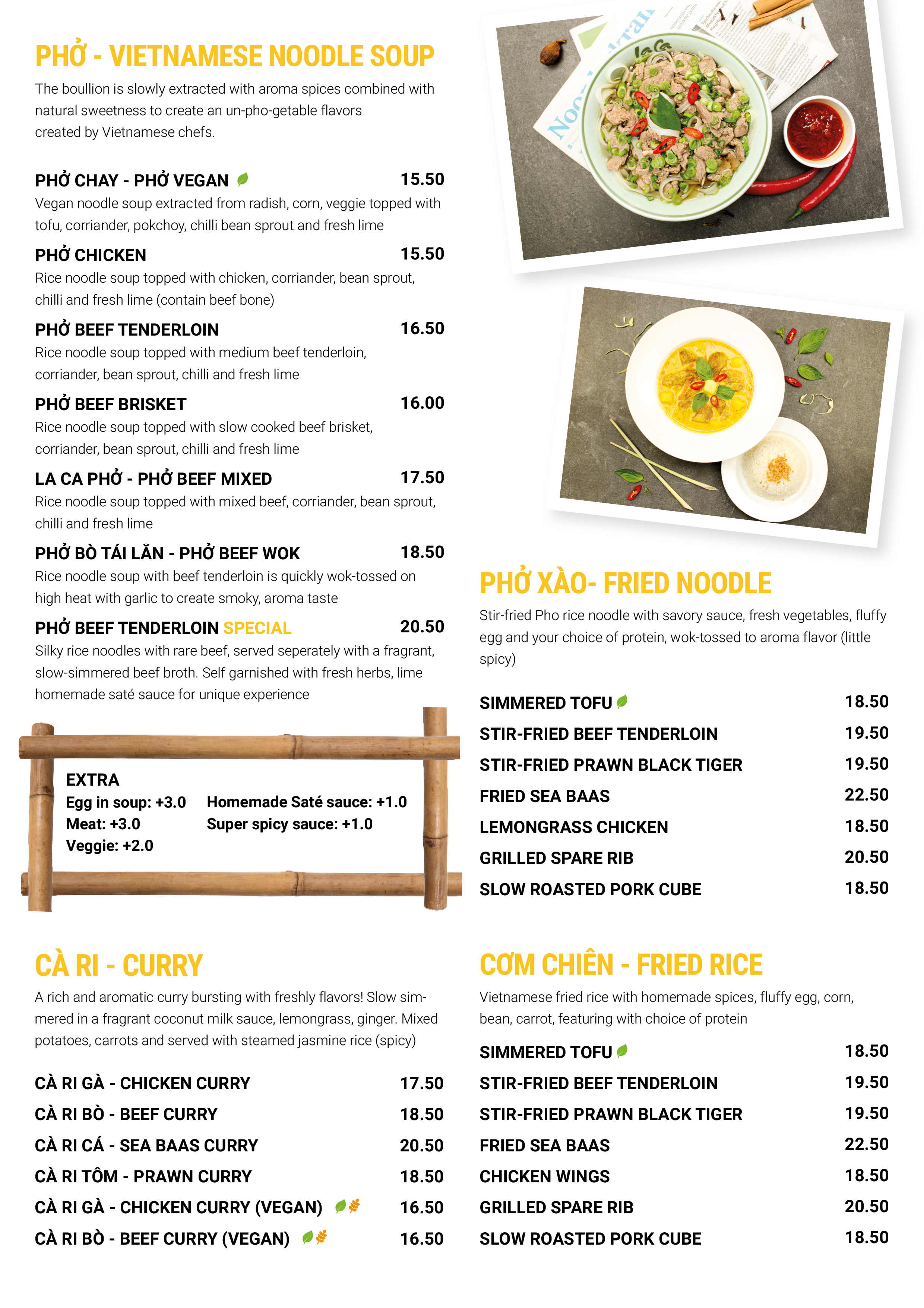 LaCa Dinner Menu 2025