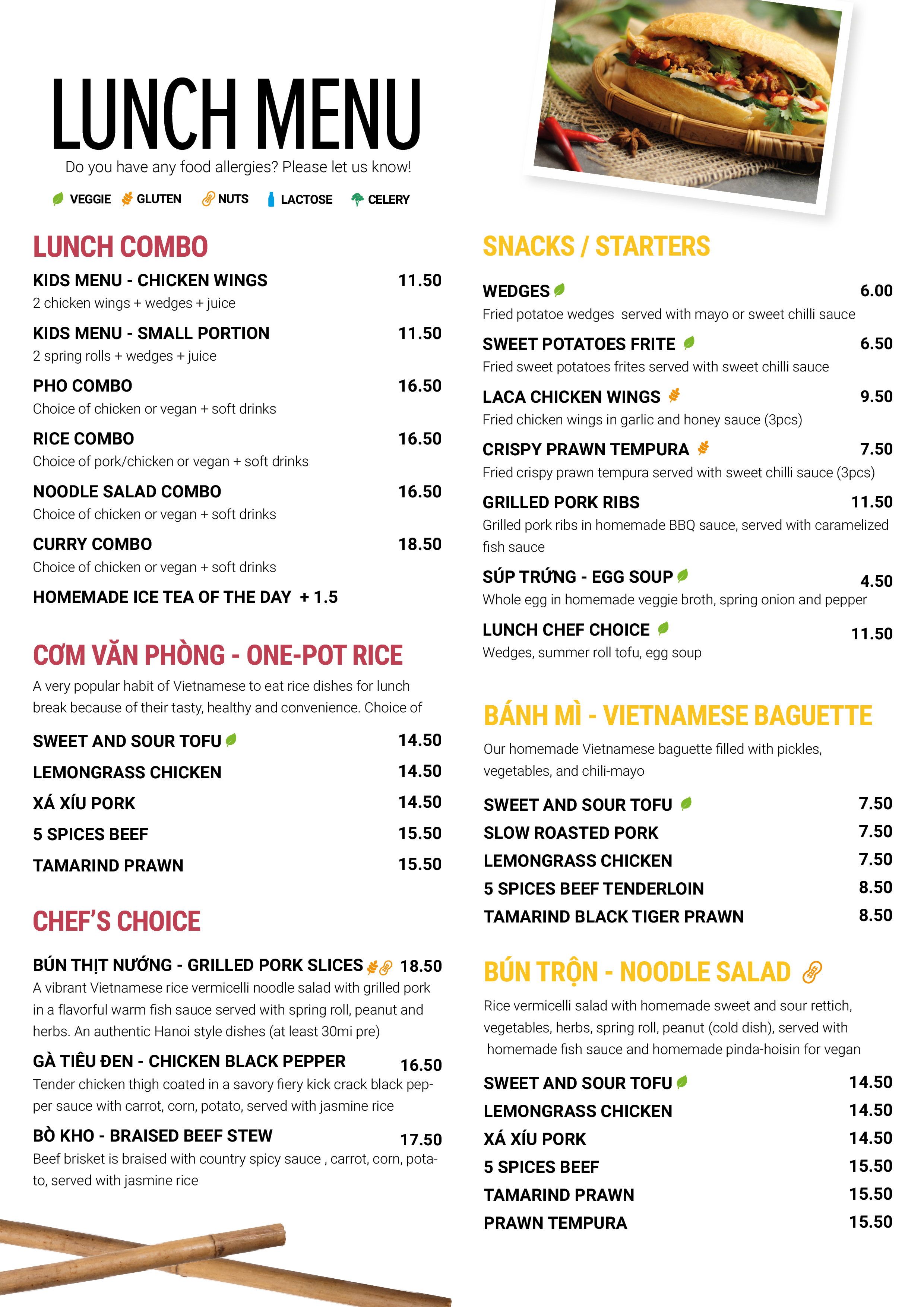 LaCa Lunch Menu 2025